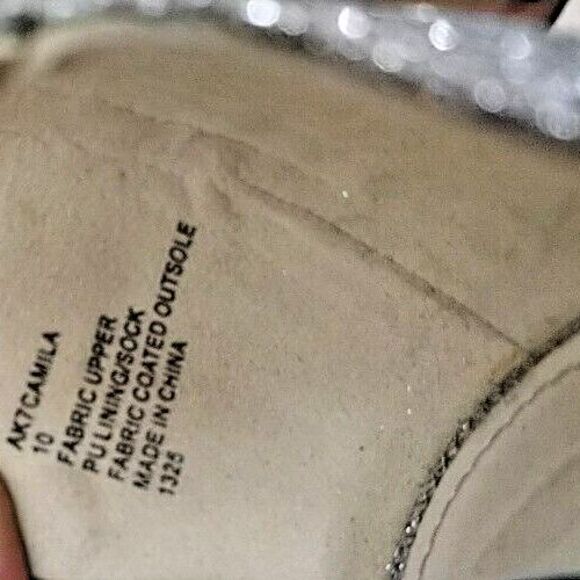 Ann Taylor Katrina Silver Shimmer Block Sandal Heels Sparkle G;itter Shine Shoe - Picture 14 of 15